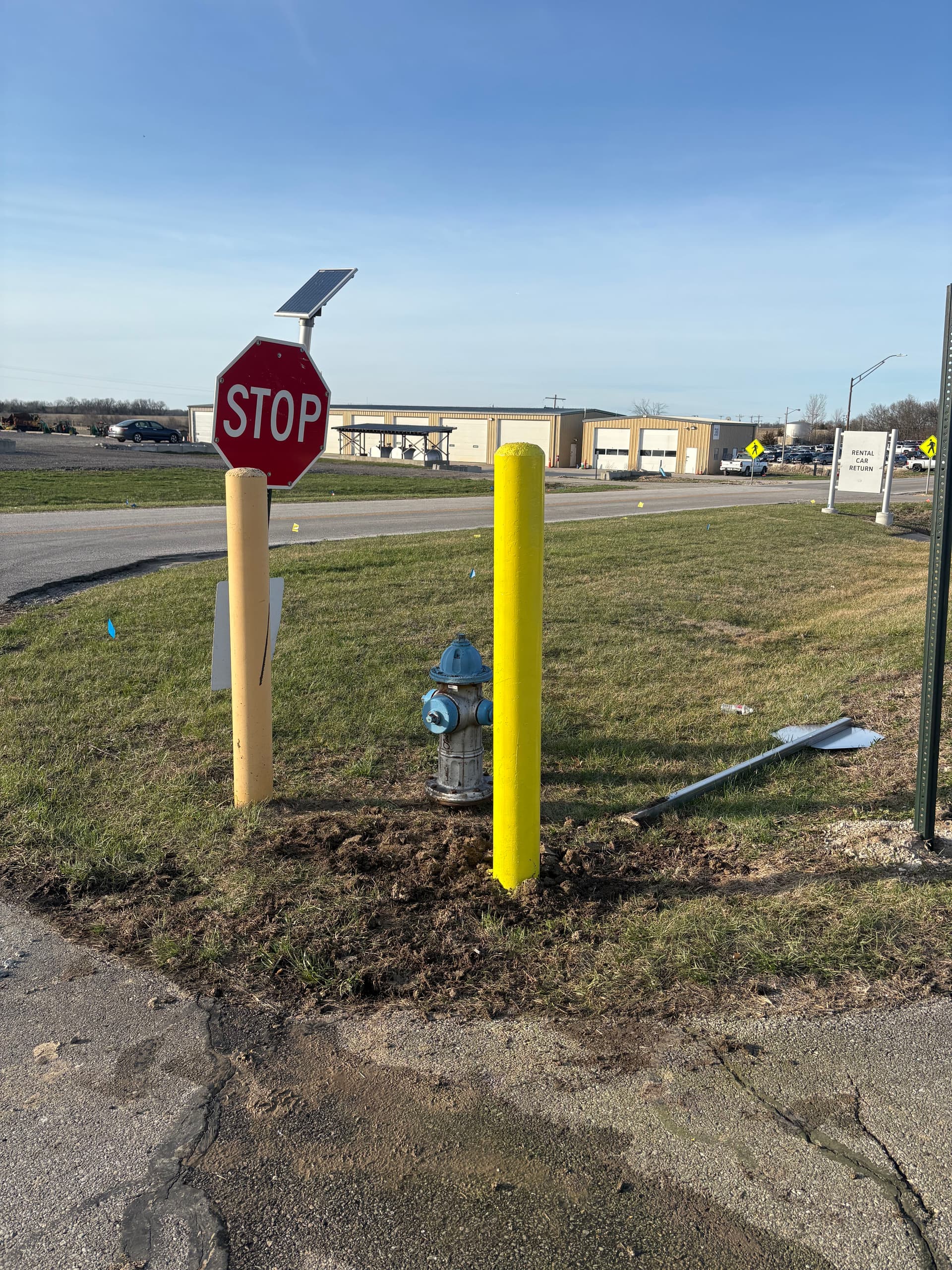 Repair Work at Columbia Airport - Bent Bollard Fixed